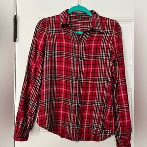 Lauren Ralph Lauren Cotton Flannel Button Shirt Plaid Long Sleeve - XS